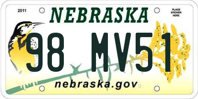 NE license plate 98MV51