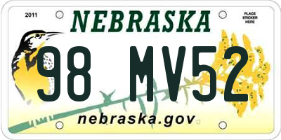 NE license plate 98MV52