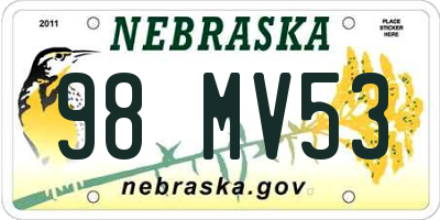 NE license plate 98MV53
