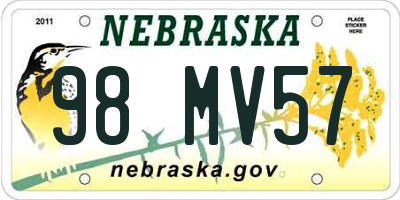 NE license plate 98MV57