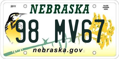 NE license plate 98MV67