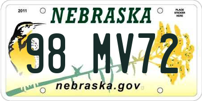 NE license plate 98MV72