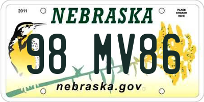 NE license plate 98MV86