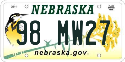 NE license plate 98MW27