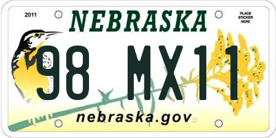 NE license plate 98MX11