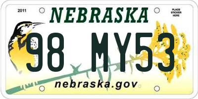 NE license plate 98MY53