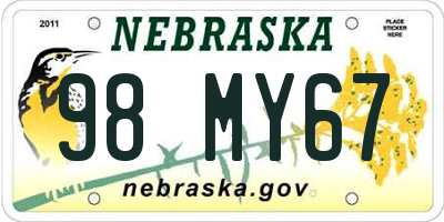 NE license plate 98MY67