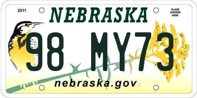 NE license plate 98MY73