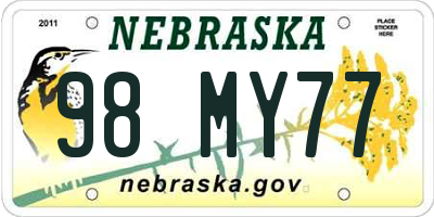 NE license plate 98MY77