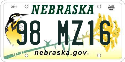NE license plate 98MZ16