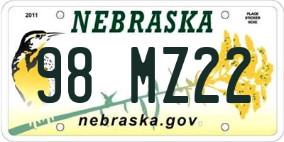NE license plate 98MZ22
