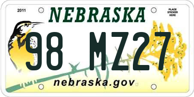 NE license plate 98MZ27
