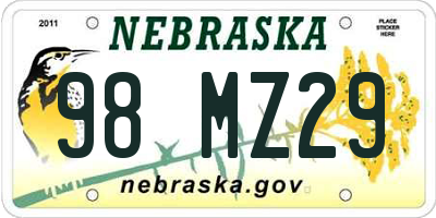 NE license plate 98MZ29