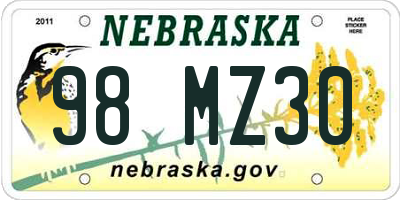 NE license plate 98MZ30