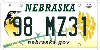 NE license plate 98MZ31