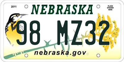 NE license plate 98MZ32