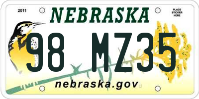 NE license plate 98MZ35