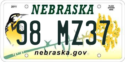 NE license plate 98MZ37