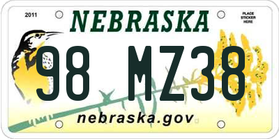 NE license plate 98MZ38
