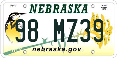 NE license plate 98MZ39