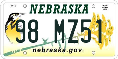 NE license plate 98MZ51