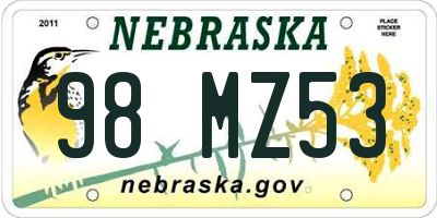 NE license plate 98MZ53