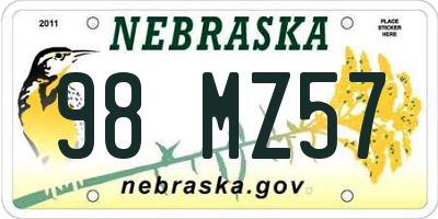 NE license plate 98MZ57