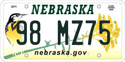 NE license plate 98MZ75