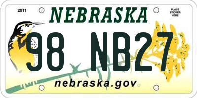 NE license plate 98NB27