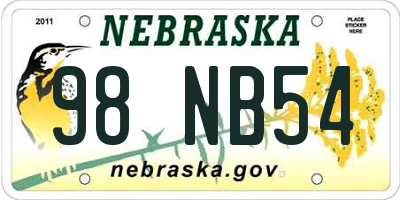 NE license plate 98NB54