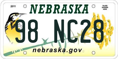 NE license plate 98NC28