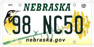 NE license plate 98NC50