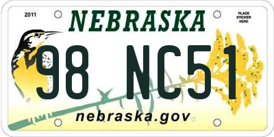 NE license plate 98NC51