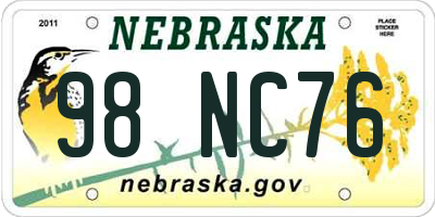 NE license plate 98NC76
