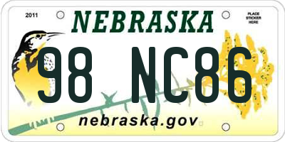 NE license plate 98NC86