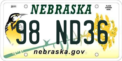 NE license plate 98ND36