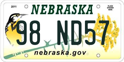NE license plate 98ND57