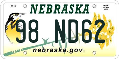 NE license plate 98ND62