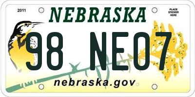 NE license plate 98NE07
