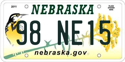 NE license plate 98NE15