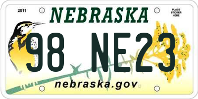 NE license plate 98NE23