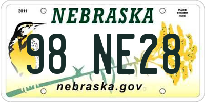 NE license plate 98NE28