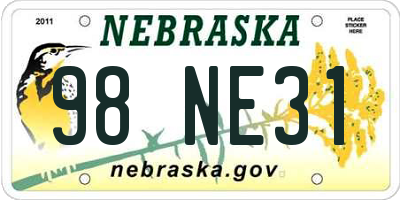 NE license plate 98NE31