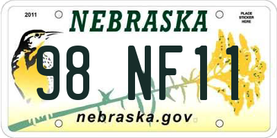 NE license plate 98NF11