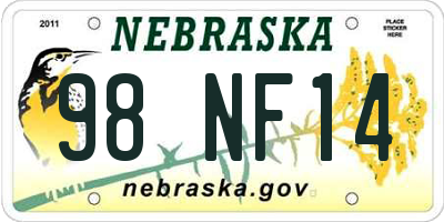 NE license plate 98NF14