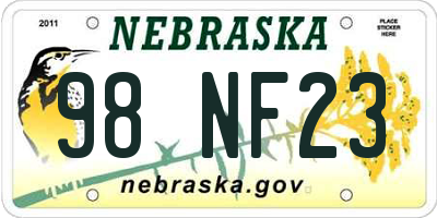 NE license plate 98NF23