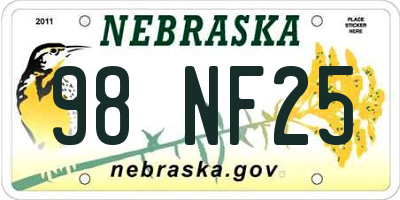 NE license plate 98NF25