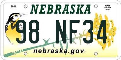 NE license plate 98NF34