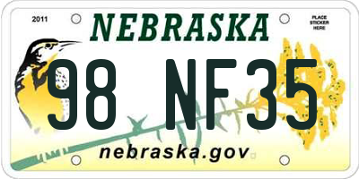 NE license plate 98NF35