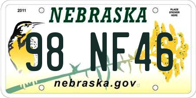 NE license plate 98NF46